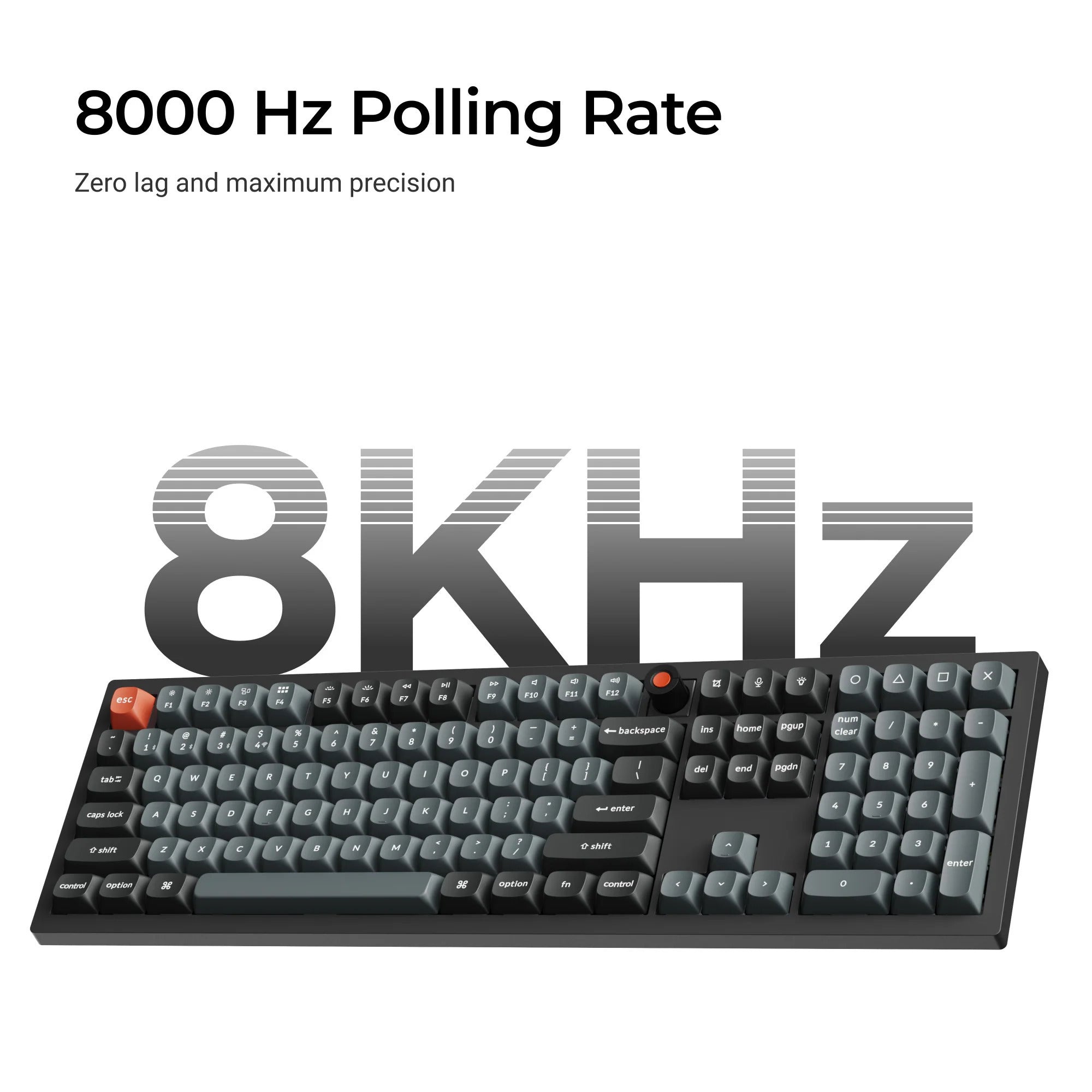 Keychron v6w-d3 8k qmk wired custom mechanical keyboard (zwart, us lay-out (qwerty), super brown, 100%, rgb leds, double-shot pbt, hot swap, 8k, knop)