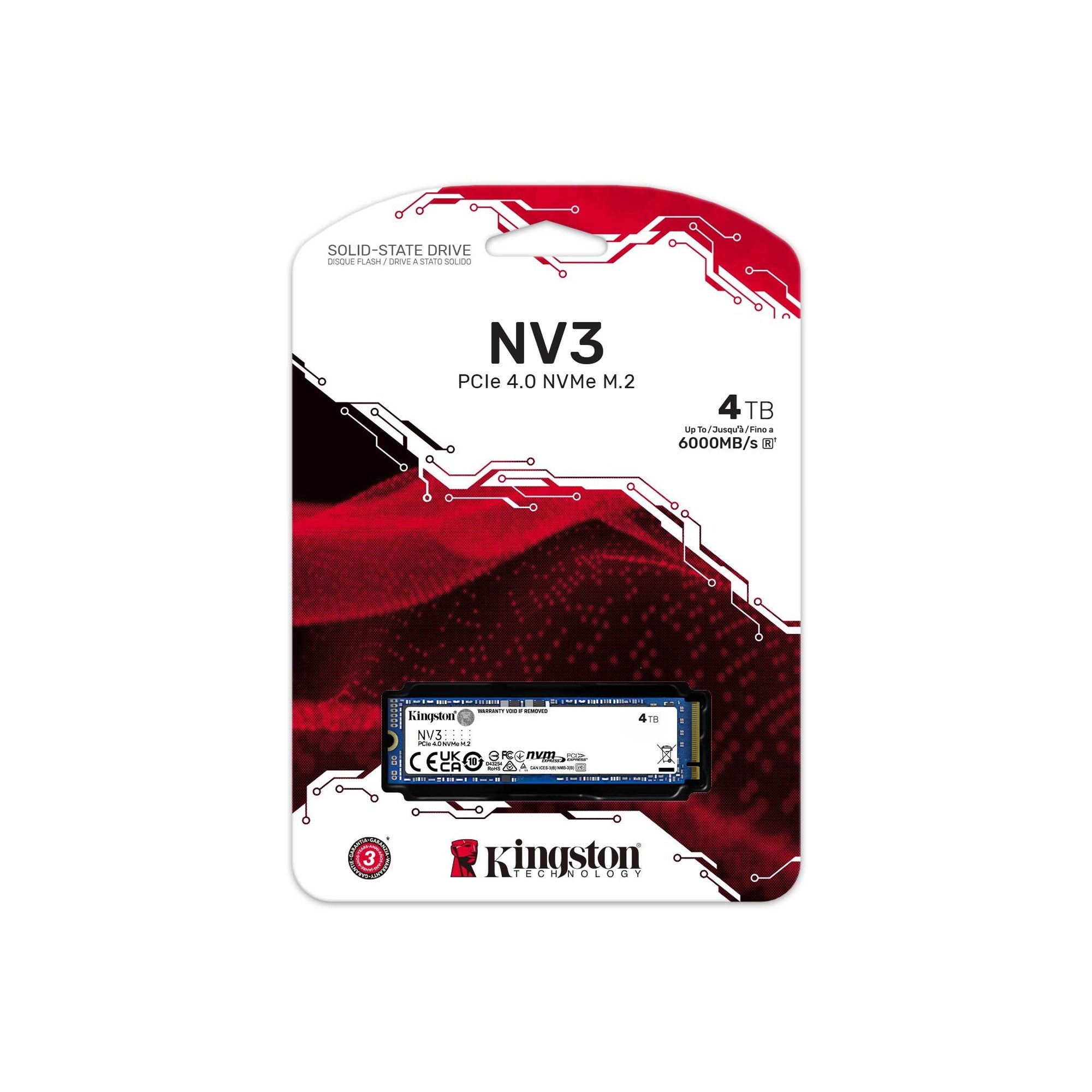 Kingston nv3 4 tb ssd (snv3s 2000g, pcie 4.0 x4, nvme, m.2 2280)