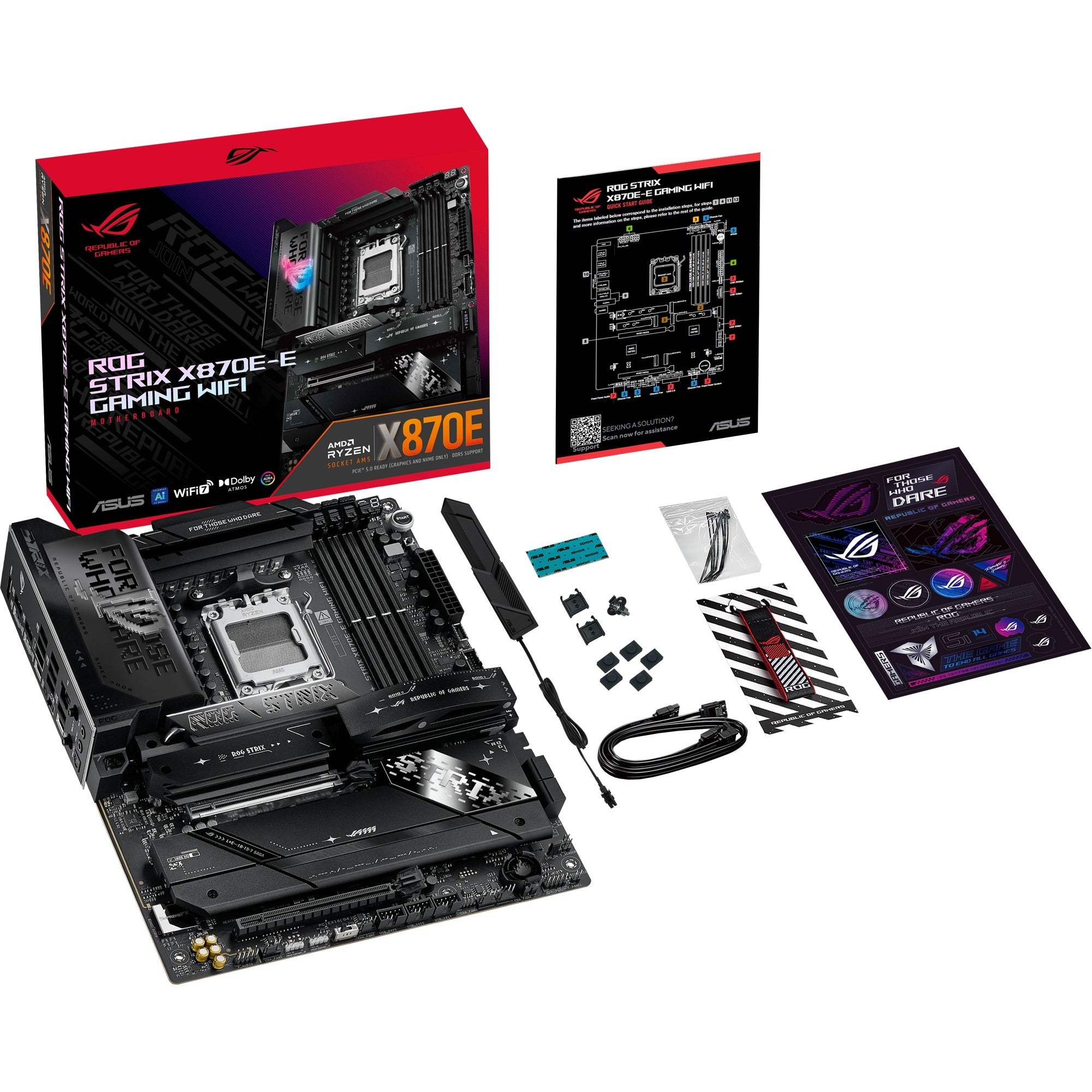 Asus rog strix x870e-e gaming wifi socket am5 moederbord (5gb-lan, wi-fi 7, bt, sound, atx)