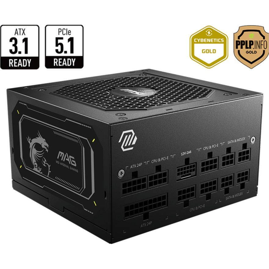 Msi mag a850gl pcie5 ii modulaire 850 watt voeding (zwart, 1x 12v-2x6, 4x pcie)