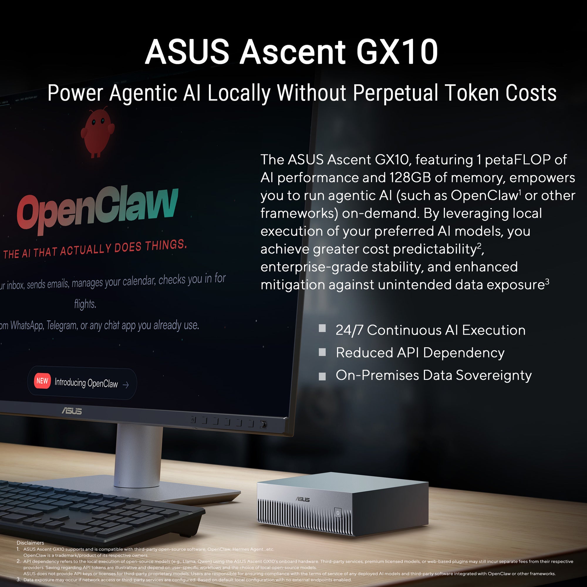 Asus ascent gx10 arm v9.2-a 128 1 mini-pc (donkergrijs | nvidia gb10 grace blackwell | dgx spark | nvlink-c2c | 128 gb | 1 tb ssd)
