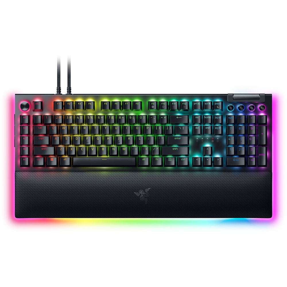 Razer blackwidow v4 pro rgb mechanisch gaming toetsenbord (zwart, us lay-out (qwerty), yellow, 100%)