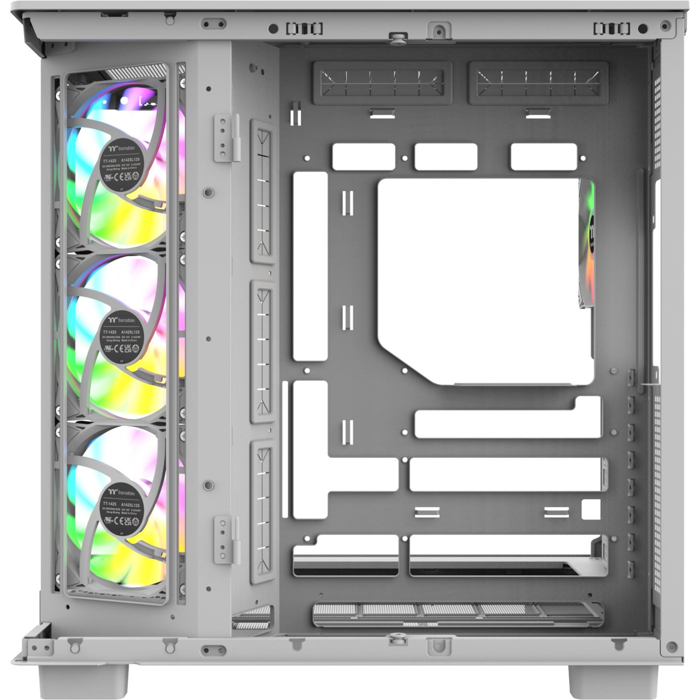 Thermaltake view 380 xl ws argb midi tower behuizing (wit houtkleur | 2x usb-a | 1x usb-c | rgb | tempered glass)