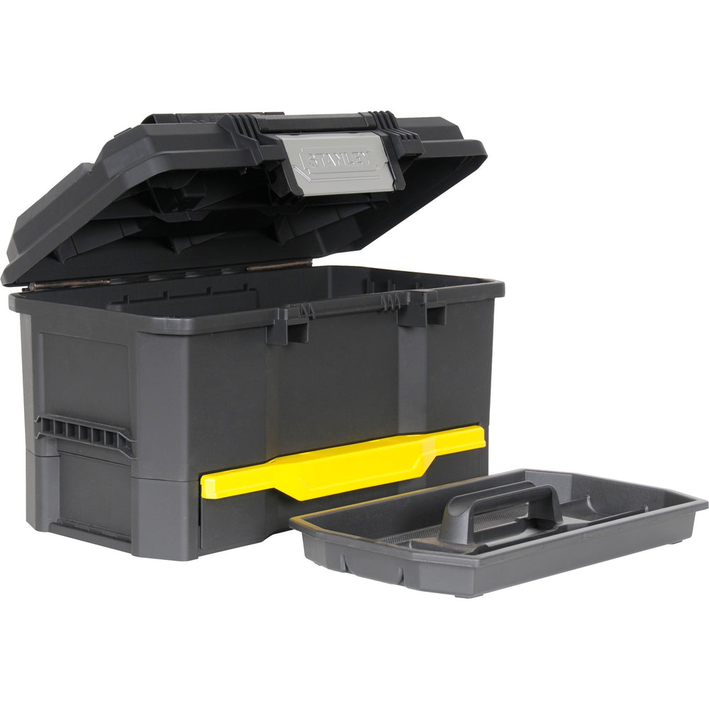 Stanley gereedschapskoffer 19 met drukslot en lade gereedschapskist (zwart geel, 1-70-316)