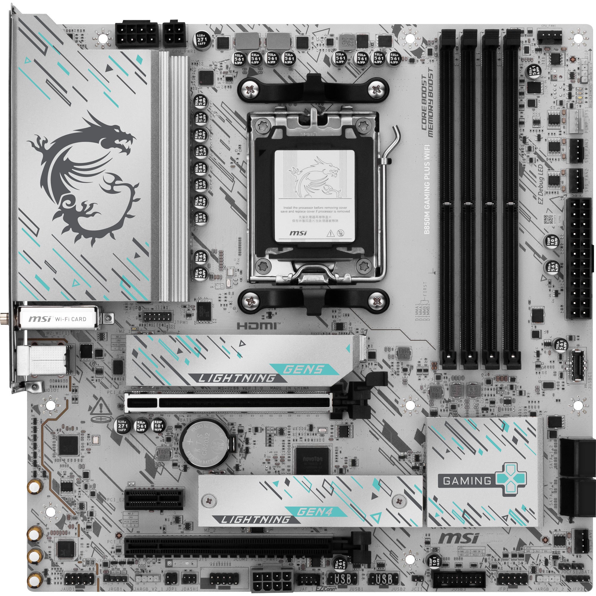 Msi b850m gaming plus wifi socket am5 moederbord (raid, 5gb-lan, wi-fi 7, bt, sound, matx)