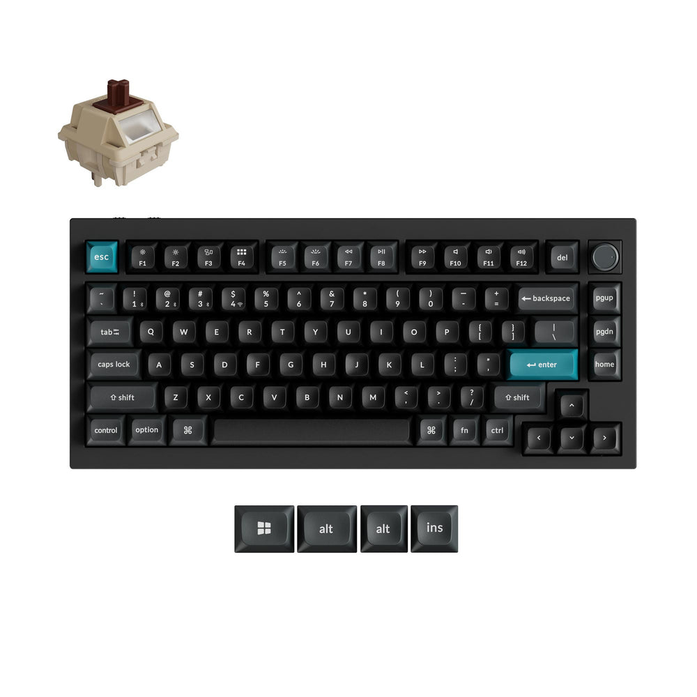 Keychron q1 ultra-m3 8k wireless custom mechanical keyboard (zwart, us lay-out (qwerty), silk pom brown, 75%, rgb, hot swap, 8k, 2.4 ghz | bluetooth 5.2 | usb-c)