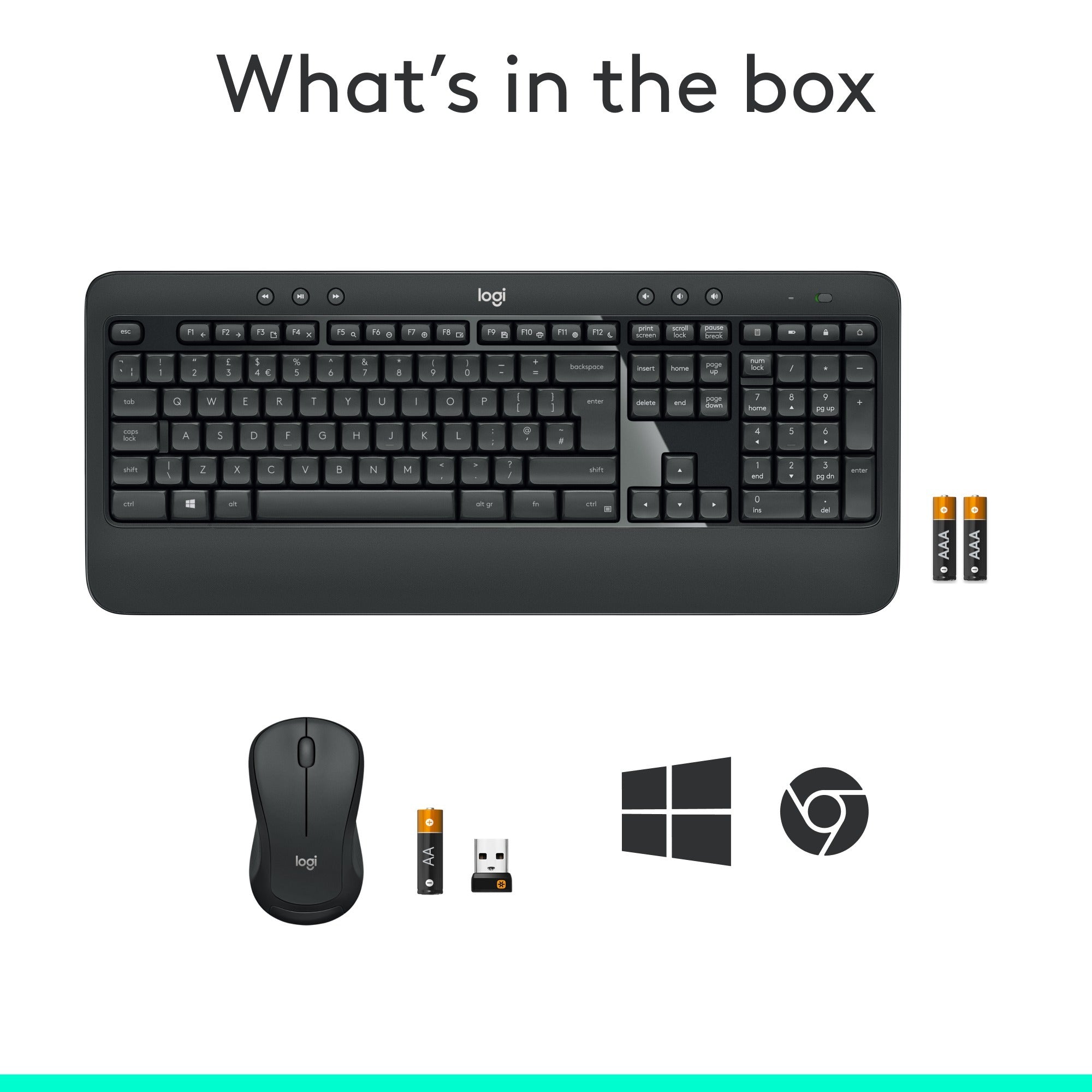 Logitech mk540 advanced - draadloze toetsenbord- en muiscombinatie, desktopset (donkergrijs, eu lay-out (qwerty), 1000 dpi)