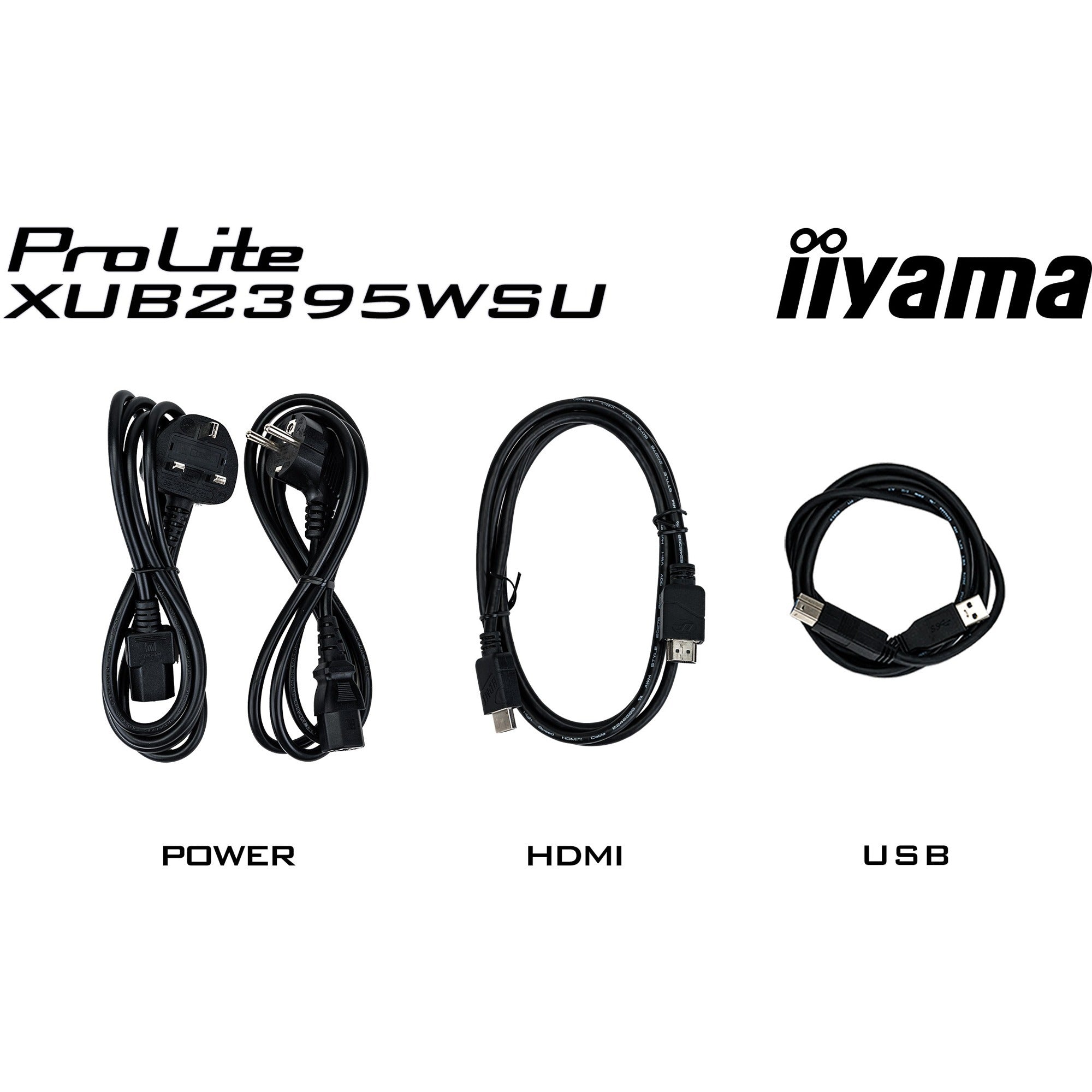 Iiyama prolite xub2395wsu-b5 22.5 monitor (zwart, hdmi, displayport, vga, 2x usb-a, usb-b)