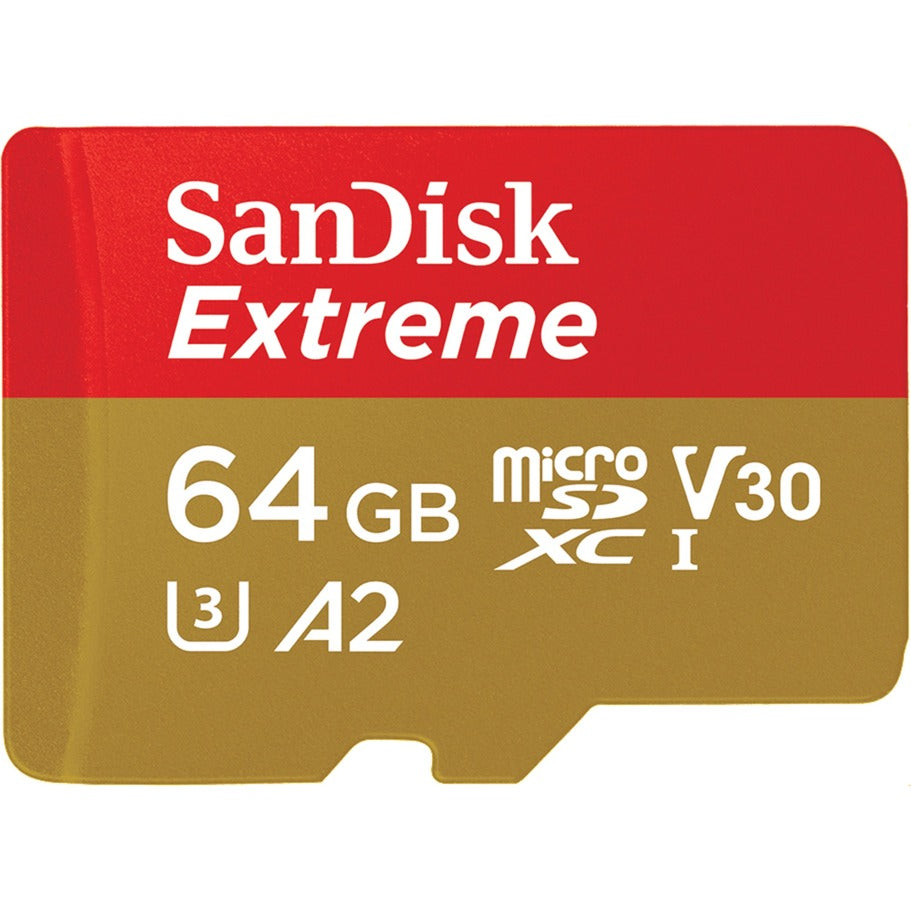 Sandisk extreme microsdxc 64 gb geheugenkaart (uhs-i u3, class 10, v30, a2, incl. adapter)