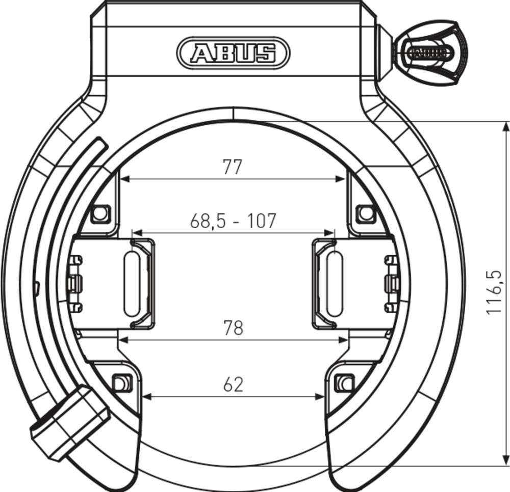 Abus Frame ringslot 6950M R XPlus. Beveiligingsniveau 9. Met grote wielopening