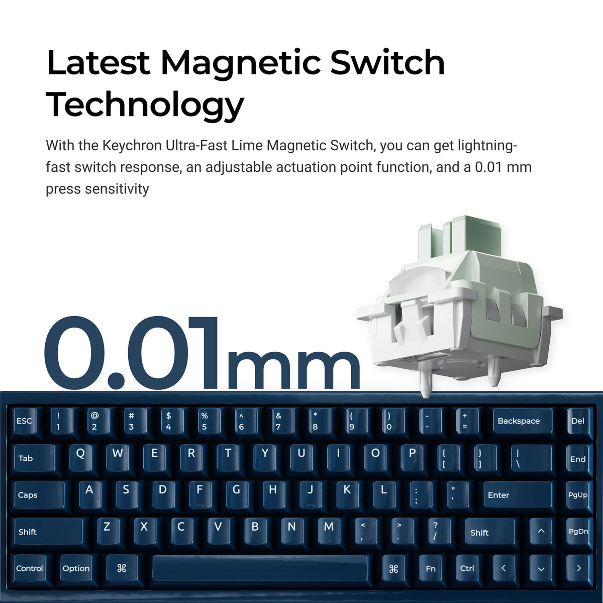 Keychron q16 he 8k magnetic switch keyboard (lichtgroen, us lay-out (qwerty), ultra-fast lime, 65%, rgb, hot swap, 8k)