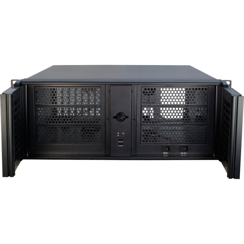 Inter-tech 4u-4098-s rack behuizing (zwart | 2x usb-a)