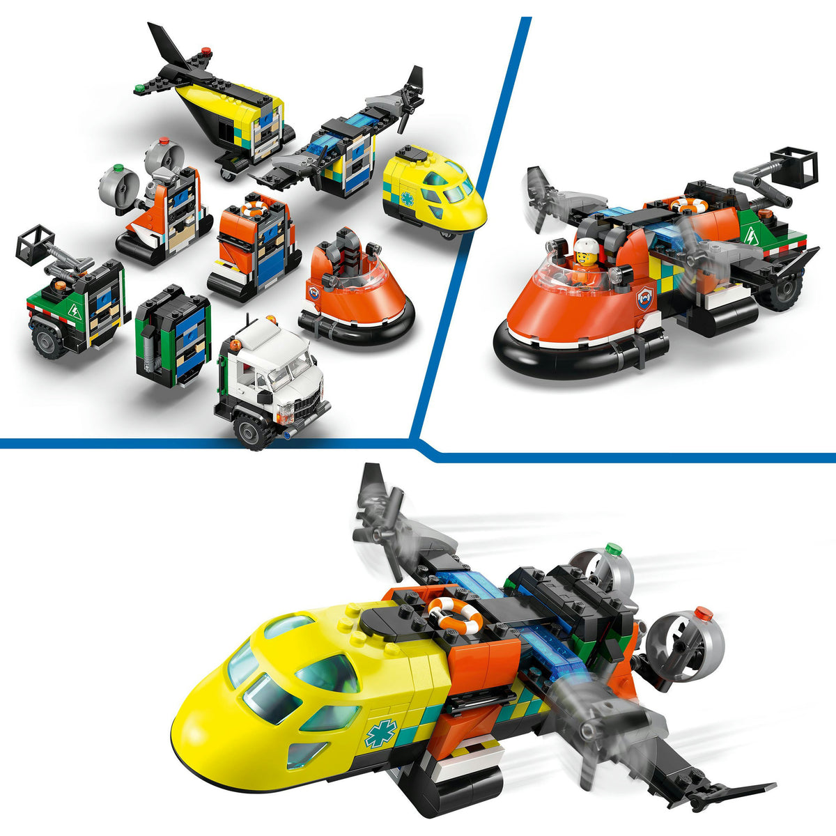 Lego city 60505 vliegtuig, servicewagen en hovercraft remix