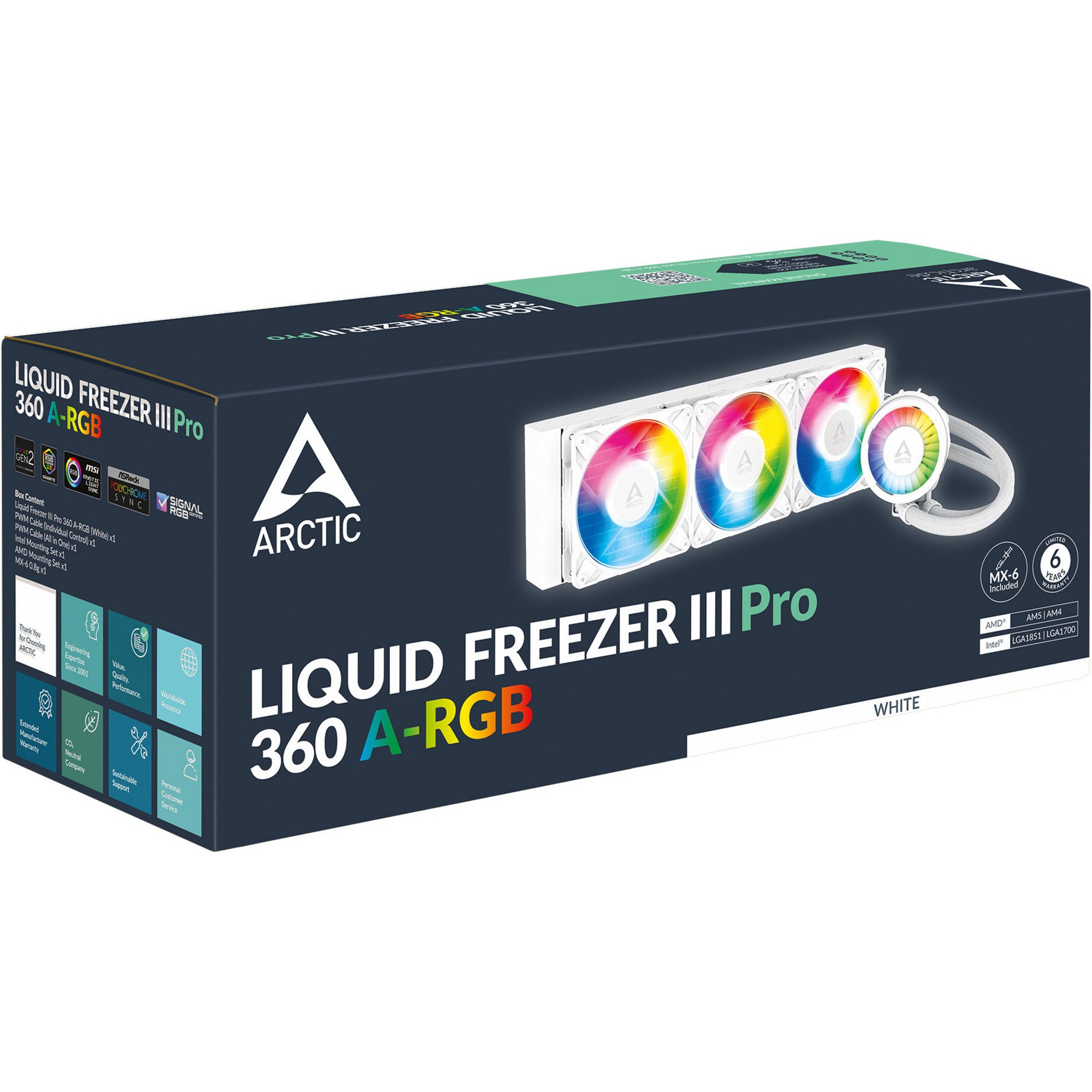 Arctic liquid freezer iii pro 360 a-rgb waterkoeling (wit)