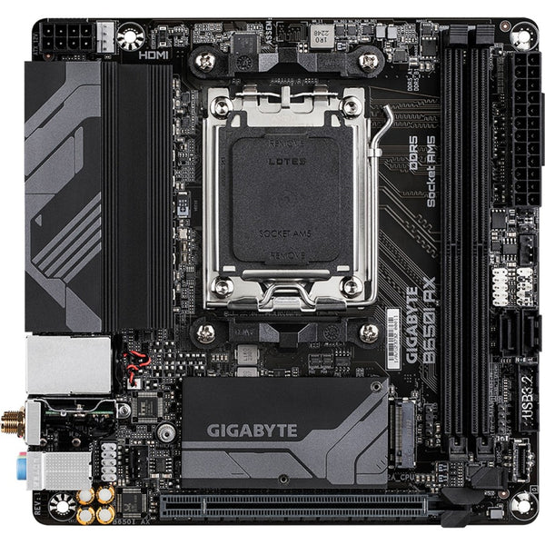 Gigabyte b650i ax socket am5 moederbord (zwart grijs, raid, 2.5 gb-lan, wlan, bt, sound, mini-itx)