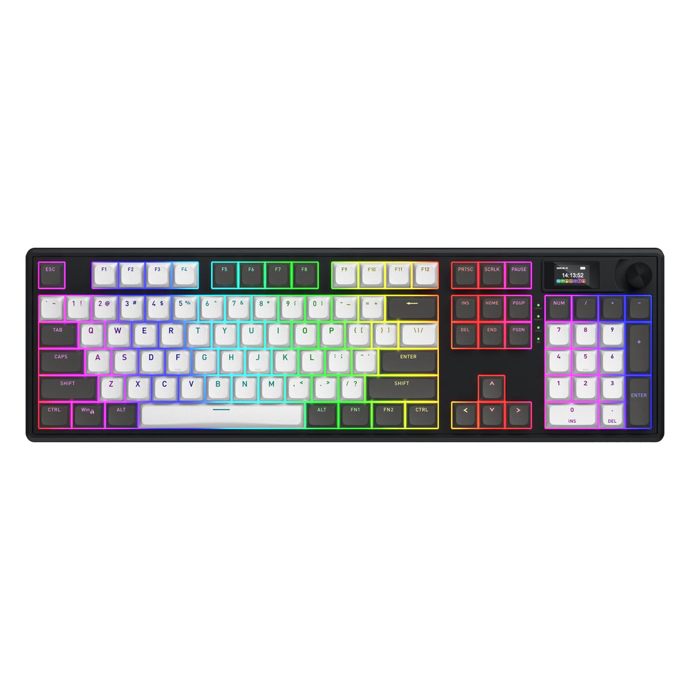 Hator skyfall pro wireless rgb mechanisch gaming toetsenbord (zwart, us lay-out (qwerty), hator aurum vanilla silent, 100%, rgb, double-shot pbt, hot-swap, 2.4ghz bluetooth usb-c)