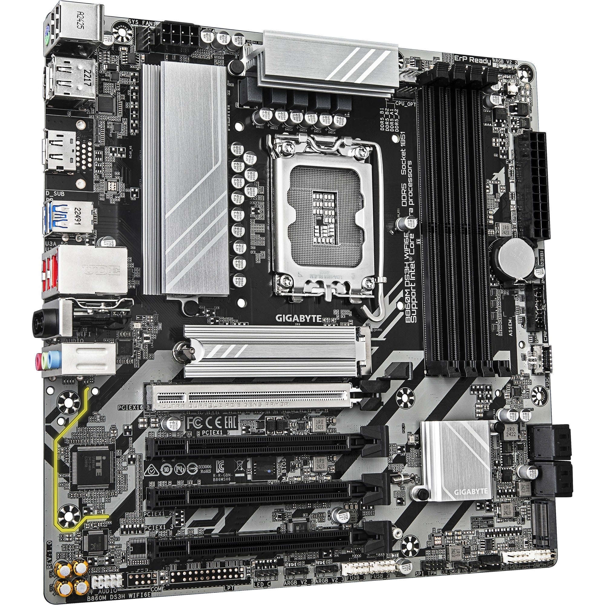 Gigabyte b860m ds3h wifi6e socket 1851 moederbord (raid, 2.5gb-lan, wi-fi 6e, bt, sound, µatx)