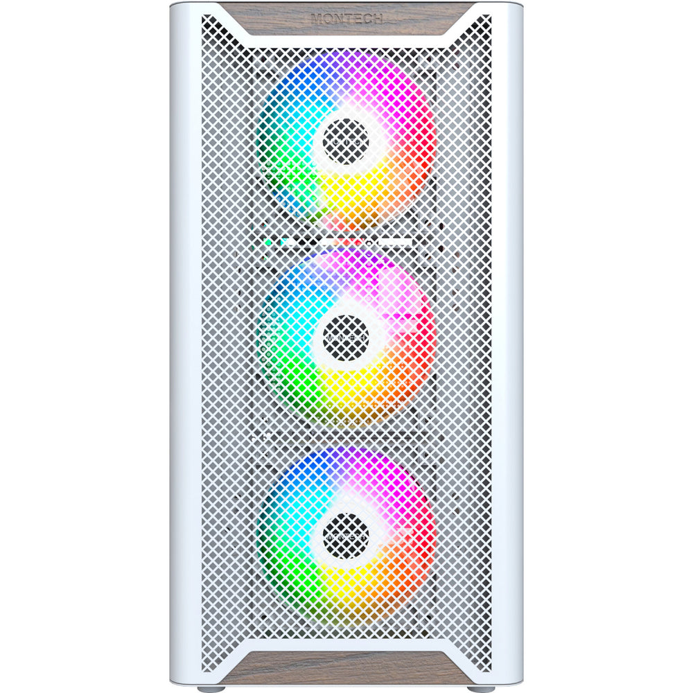 Montech xr wood midi tower behuizing (wit | 1x usb-a | 1x usb-c | rgb | window)