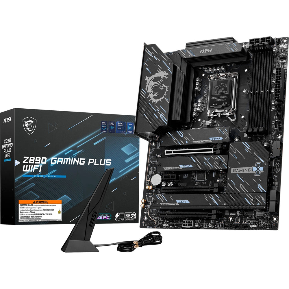 Msi z890 gaming plus wifi socket 1851 moederbord (zwart, raid, 5gb-lan, wlan, bt, sound, atx)