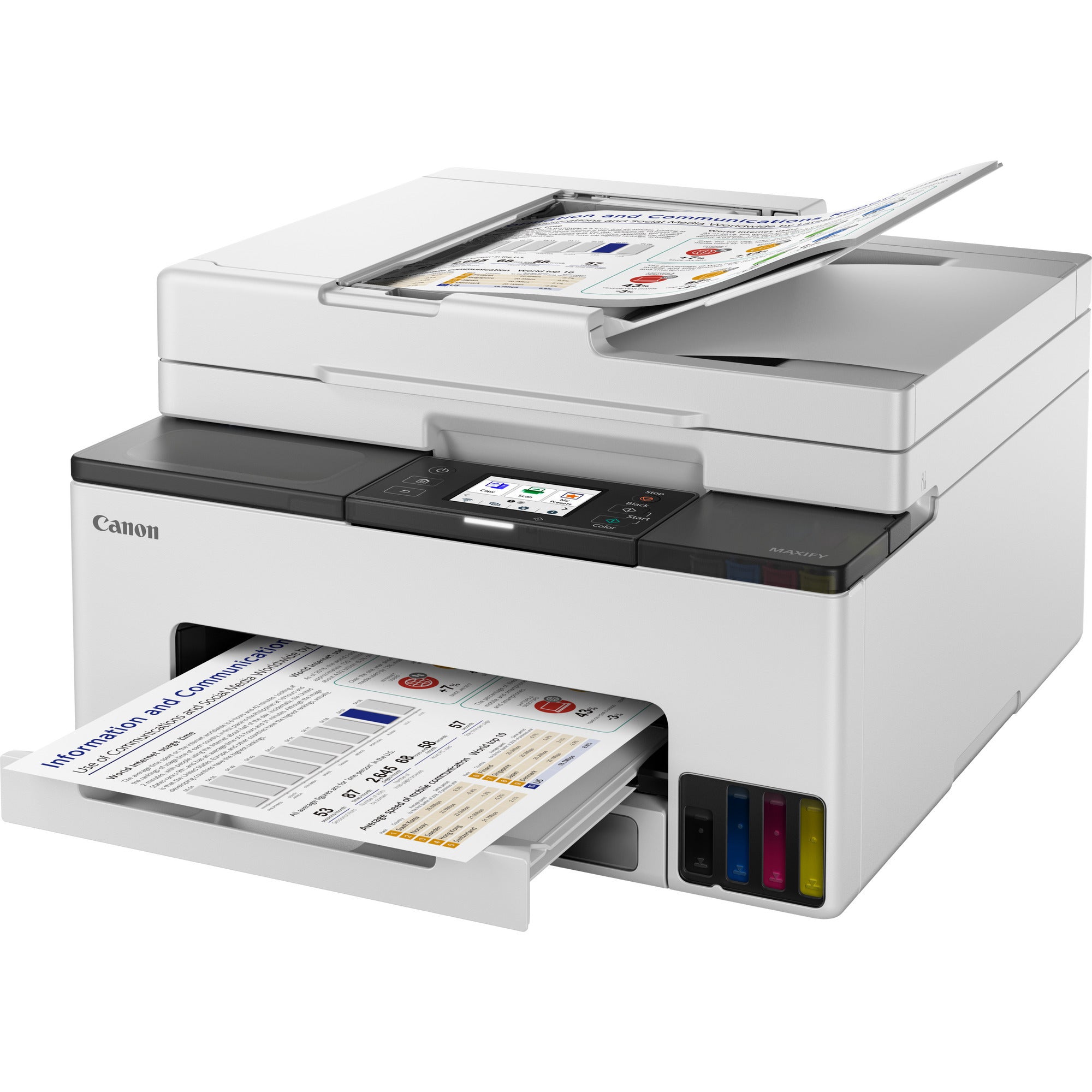 Canon maxify gx2051-kleureninkjetprinter met navulbare megatank all-in-one inkjetprinter met faxfunctie (wit, printen, kopiëren, scannen, faxen, wi-fi)