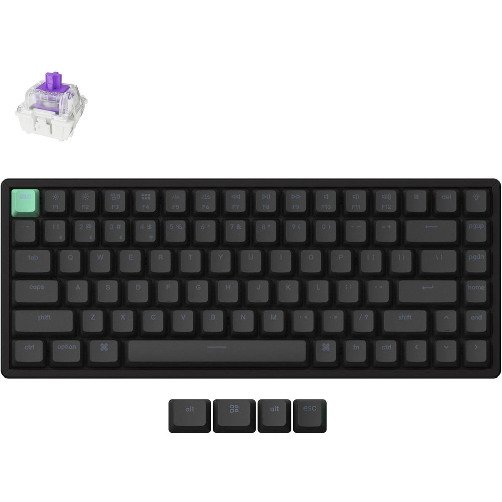 Keychron k2 he-j1 standard version rgb mechanisch toetsenbord (zwart, us lay-out (qwerty), gateron double-rail magnetic nebula, 75%, rgb, osa double-shot pbt, hot swap, 2.4ghz | bluetooth 5.2 | usb-c)