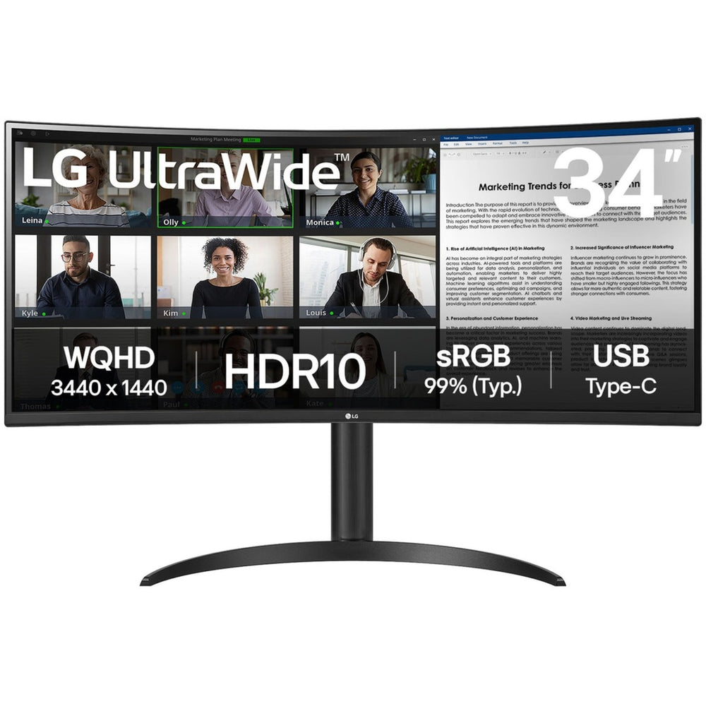 Lg ultrawide 34wr50qk-b 34 curved monitor (zwart, 2x hdmi, displayport)
