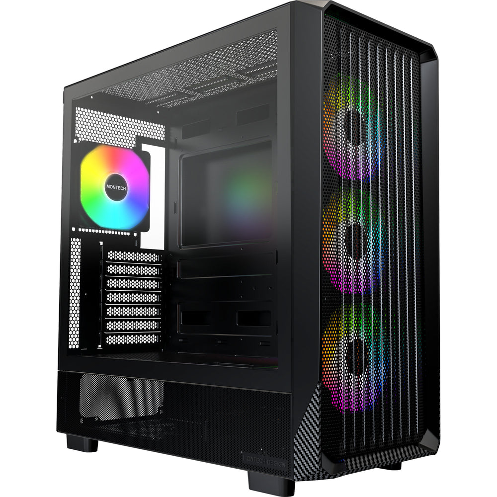 Montech x5 midi tower behuizing (zwart | 2x usb-a | 1x usb-c | tempered glass)