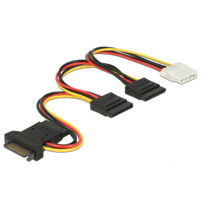DeLOCK DeLOCK SATA 15-pins stekker > 3 x SATA-aansluiting + 1 x Molex