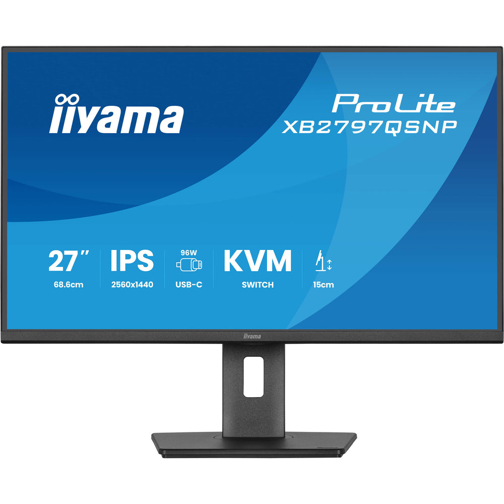 Iiyama prolite xb2797qsnp-b1 27 monitor (zwart, hdmi, displayport, 2x usb-a, 2x usb-c, rj-45)