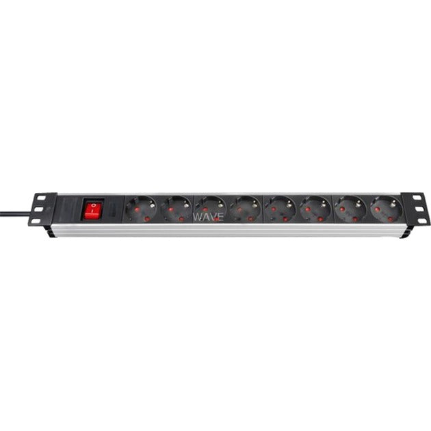Brennenstuhl premium-line technic alu 19 8x stekkerdoos (aluminium zwart, 1390007018, voor 8 stekkers)