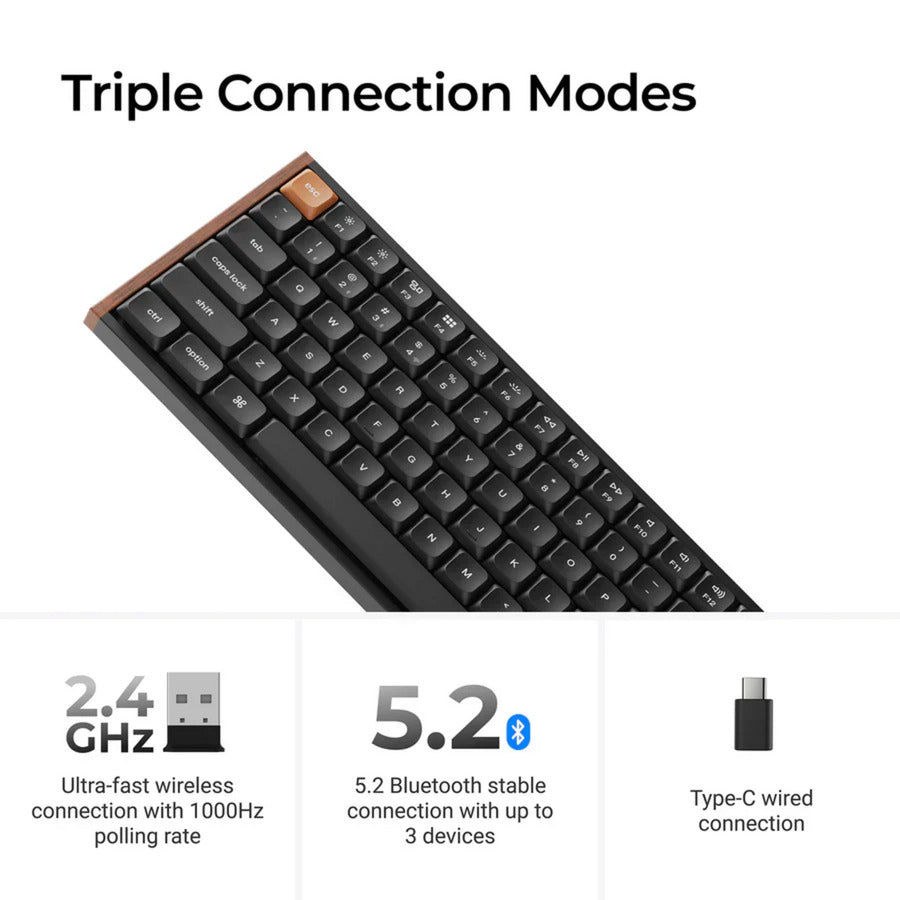 Keychron k3 max se qmk wireless custom mechanical keyboard (zwart, us lay-out (qwerty), milk pom banana, 75%, rgb, hot swap, 2.4 ghz | bluetooth 5.3 | usb-c)