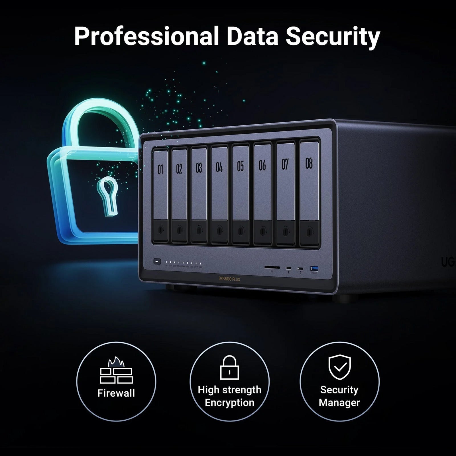 Ugreen nasync dxp8800 plus (grijs, wifi, 2x 10gbe, hdmi, thunderbolt 4 (40 gb s))