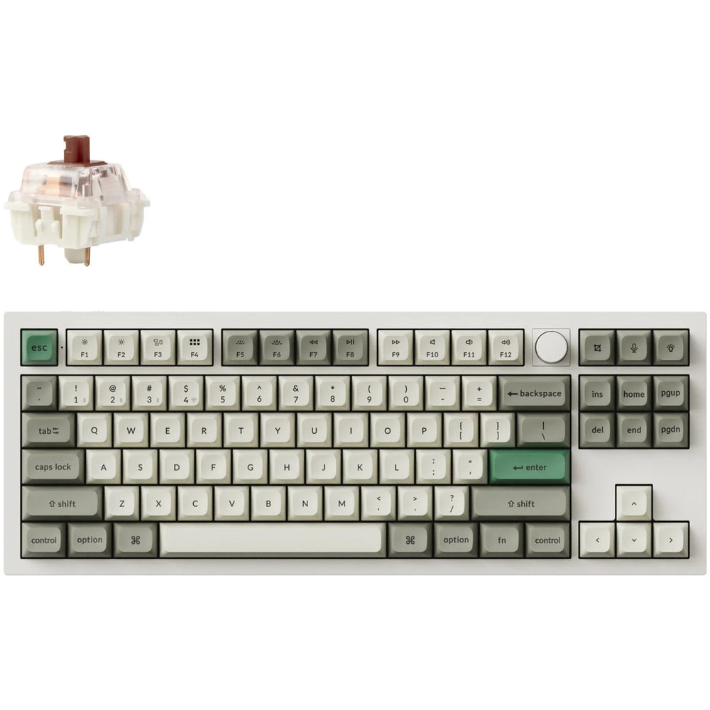 Keychron q3 max-p3 rgb mechanisch toetsenbord (wit, us lay-out (qwerty), gateron jupiter brown, 80% (tkl), rgb leds, ksa double-shot pbt, hot swap, knob, 2.4ghz | bluetooth 5.1 | usb-c)