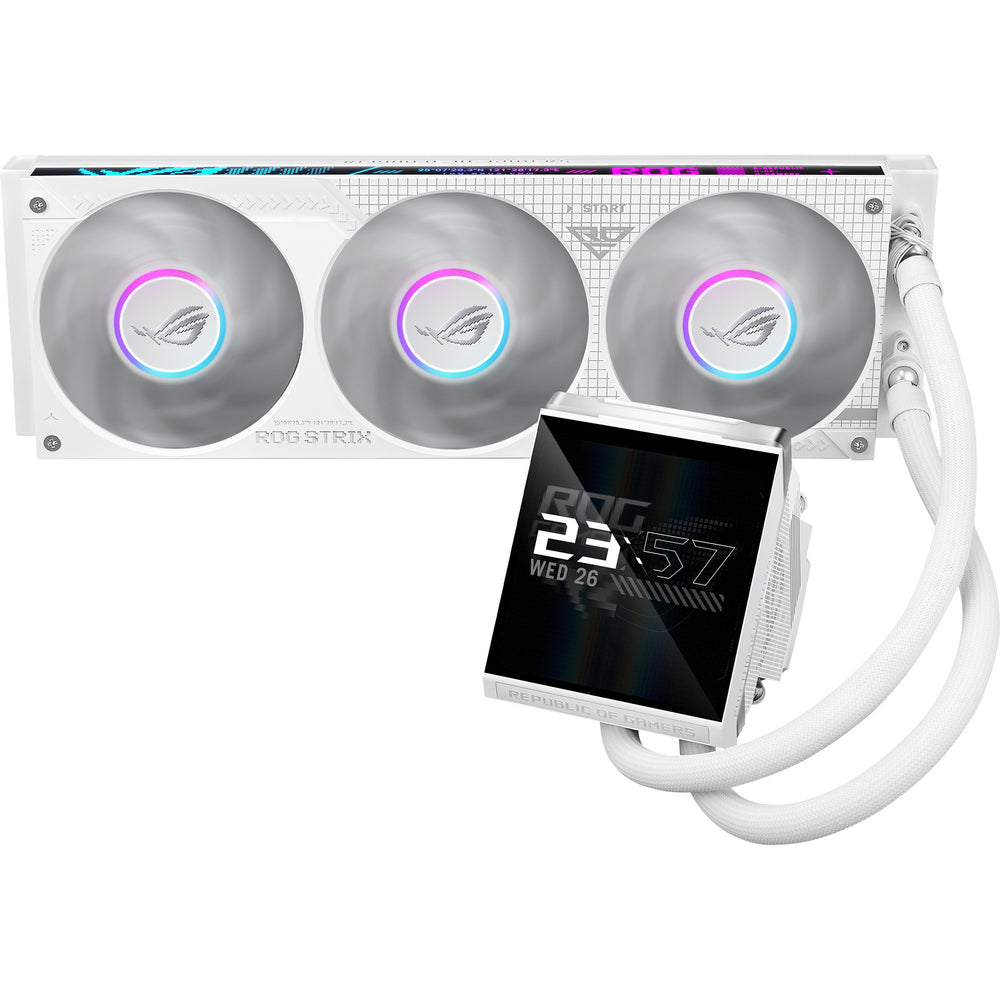 Asus rog strix lc iv 360 argb lcd waterkoeling (wit, 4-pin pwm)