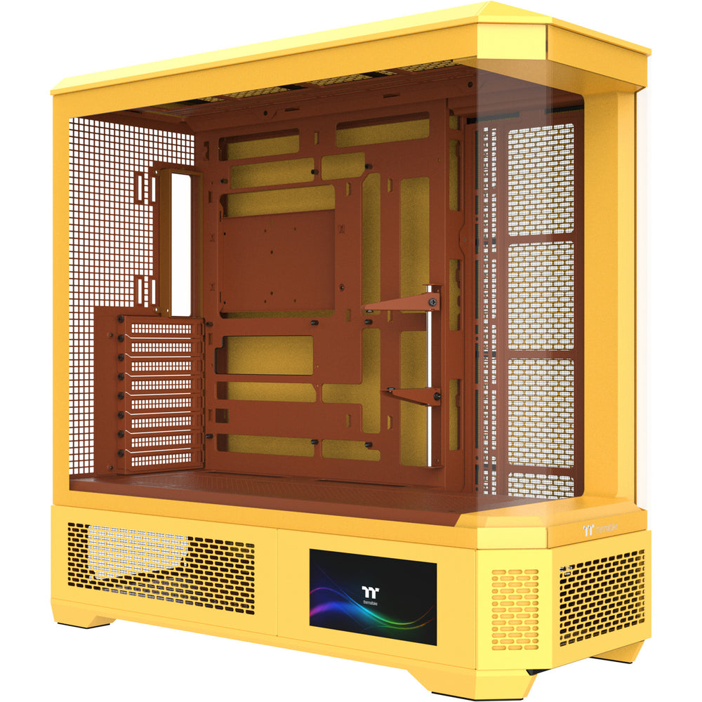 Thermaltake view 600 tg butter caramel big tower behuizing (geel | 2x usb-a | 1x usb-c | tempered glass)