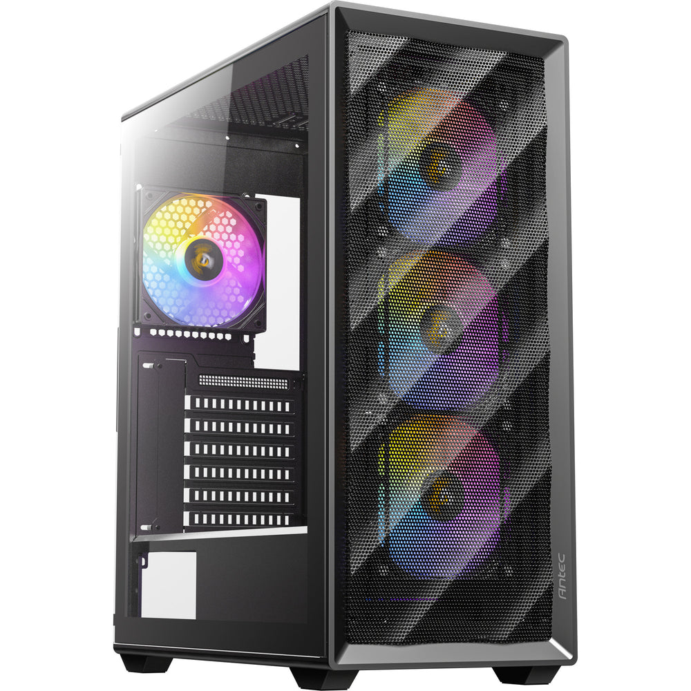 Antec ax85 argb midi tower behuizing (zwart | 2x usb-a | tempered glass)