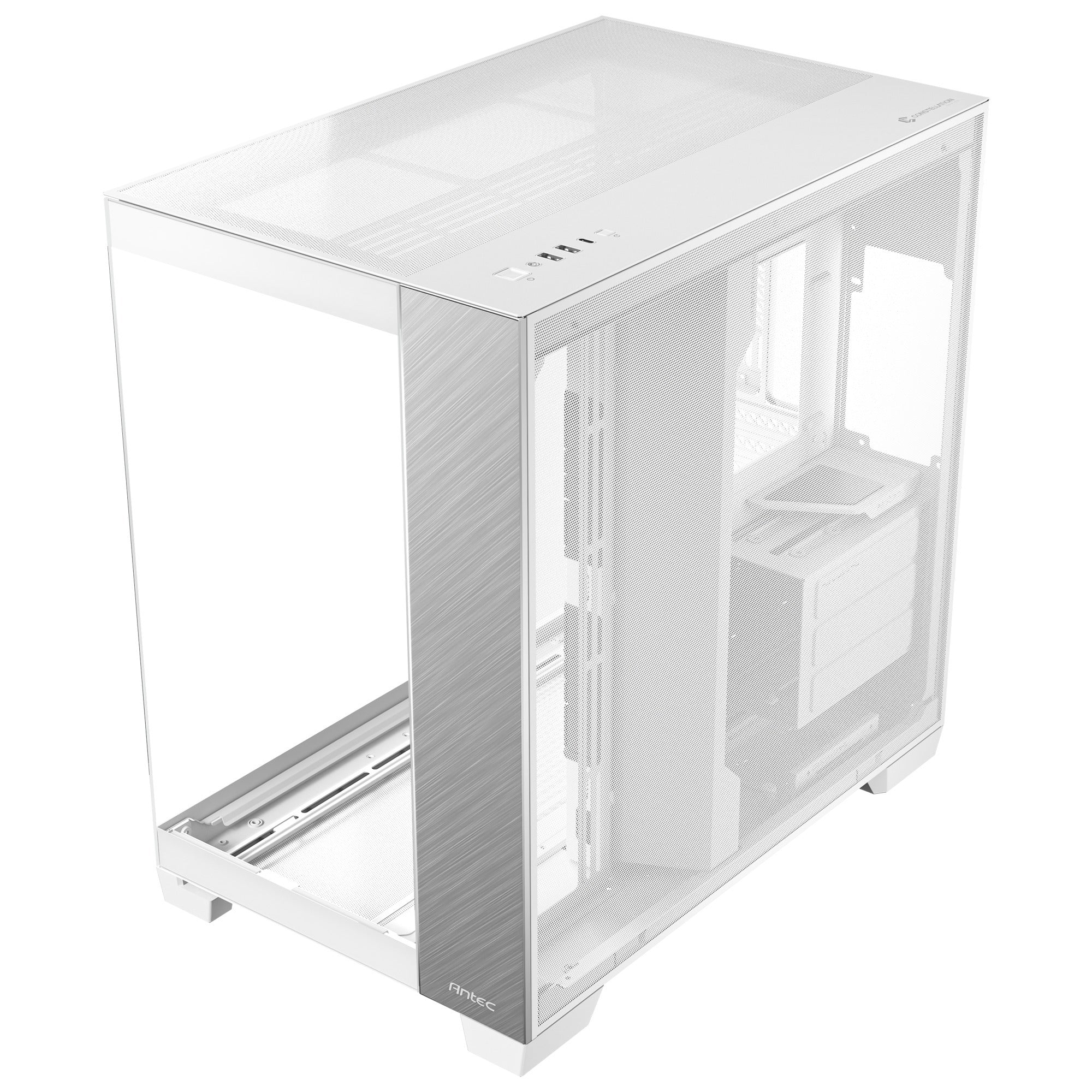 Antec c8 aluminum midi tower behuizing (wit zilver | 2x usb-a | 1x usb-c | tempered glass)
