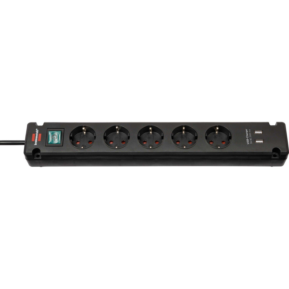 Brennenstuhl bremounta stekkerdoos 5-voudig stekkerdoos (zwart, 2x usb)