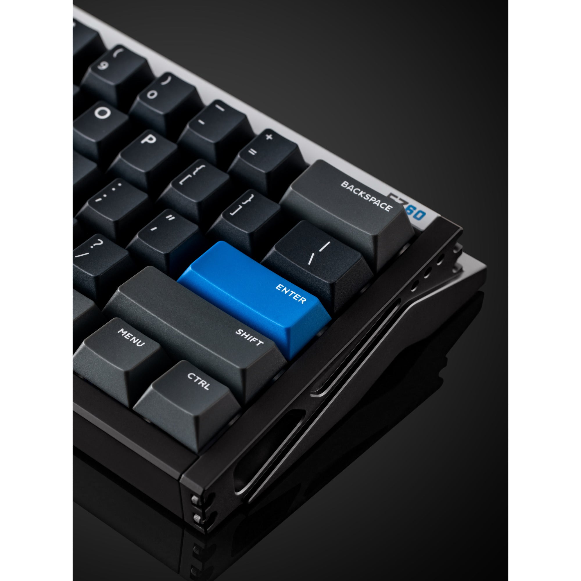 Iqunix ez60 magnetic switch gaming he keyboard, gaming toetsenbord (zwart blauw, us lay-out, us-international, gateron magnetic jade pro, 60%, rgb, double shot pbt keycaps)
