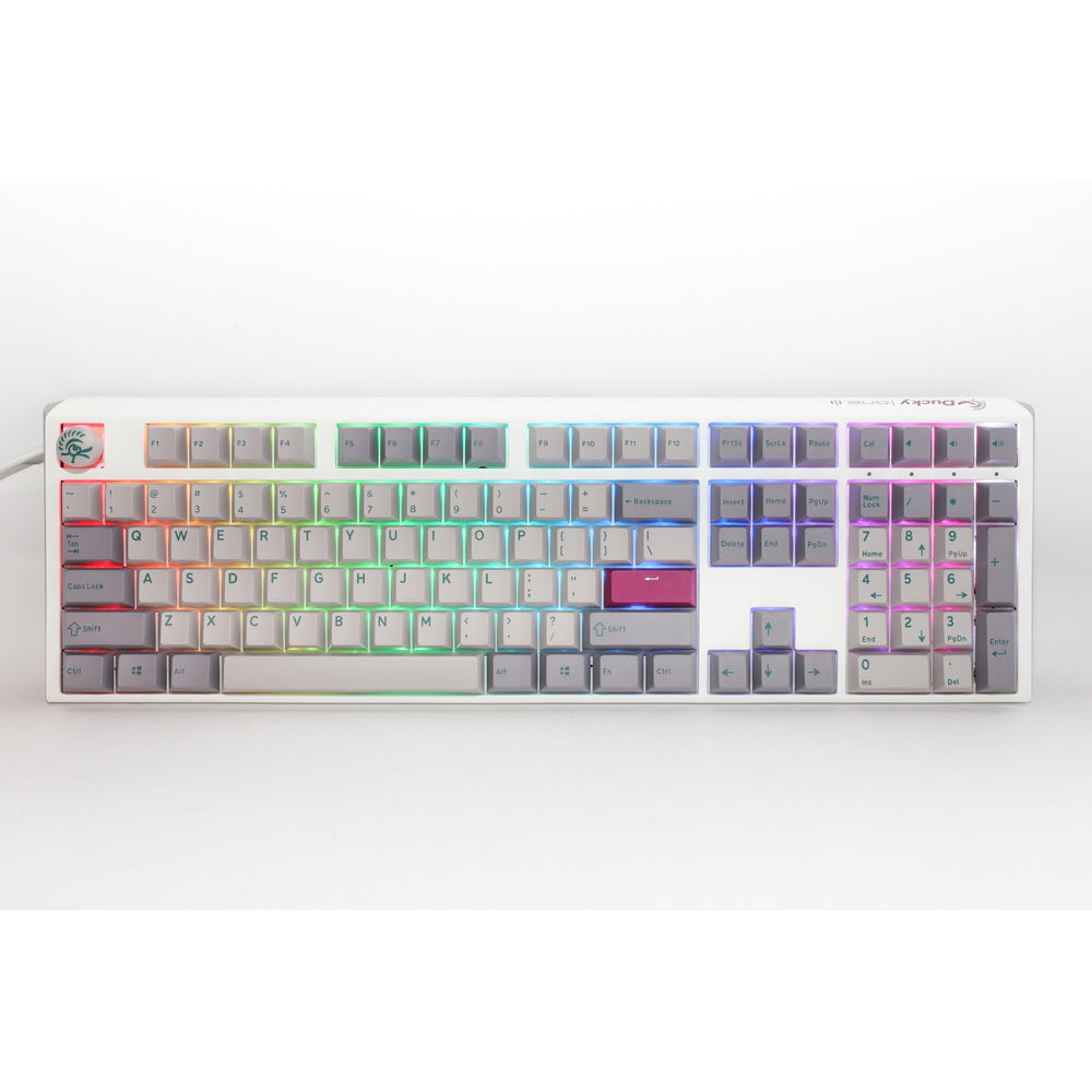 Ducky one 3 mist grey rgb mechanisch toetsenbord (lichtgrijs, us lay-out (qwerty), cherry mx red, 100%, rgb led, double-shot pbt, hot-swappable, quack mechanics)