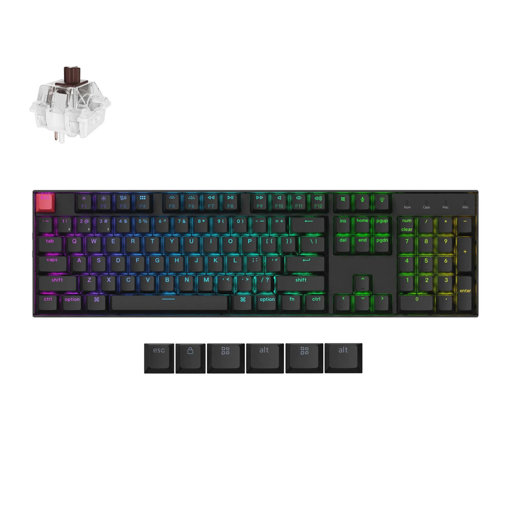 Keychron k10x-b3 rgb mechanisch toetsenbord (zwart, us lay-out (qwerty), super brown, 100%, rgb, cherry double-shot pbt keycaps, bluetooth usb-c)