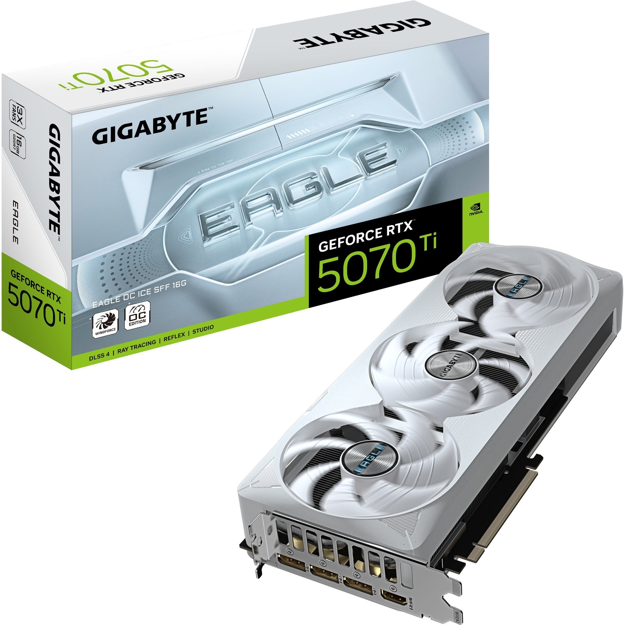 Gigabyte geforce rtx 5070 ti eagle oc ice sff 16g grafische kaart (3x displayport, 1x hdmi)