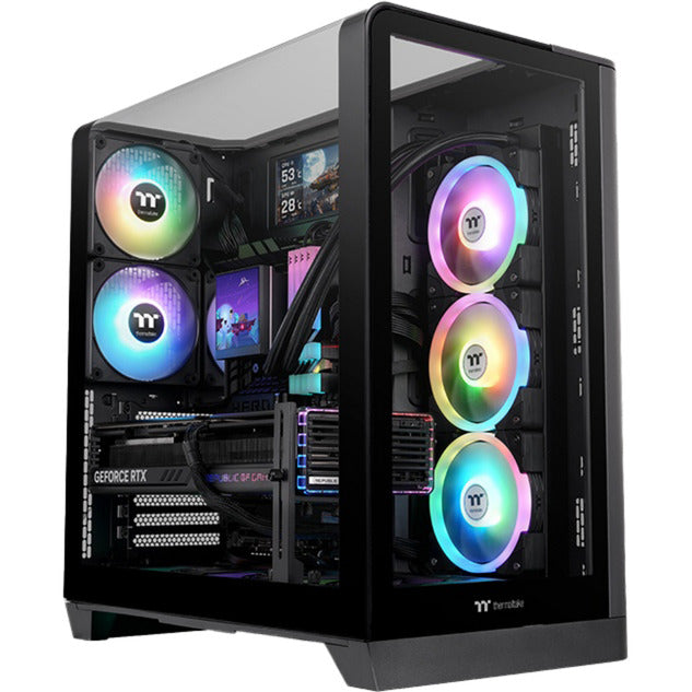 Thermaltake view 390 tg midi tower behuizing (zwart | 2x usb-a | 1x usb-c | tempered glass)