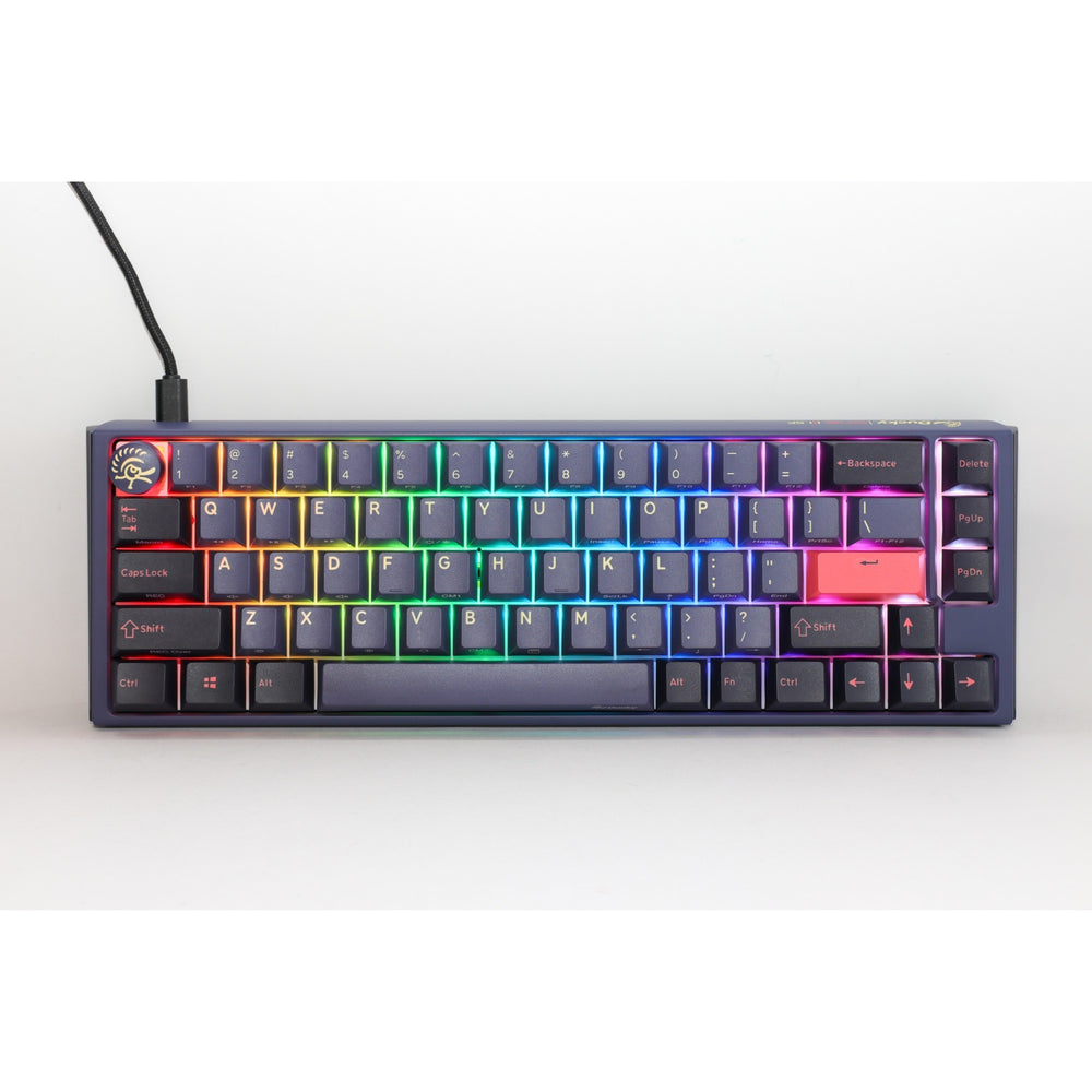 Ducky one 3 cosmic blue sf rgb mechanisch toetsenbord (donkerblauw, us lay-out (qwerty), cherry mx brown, 65%, rgb leds, double-shot pbt, hot-swappable, quack mechanics)