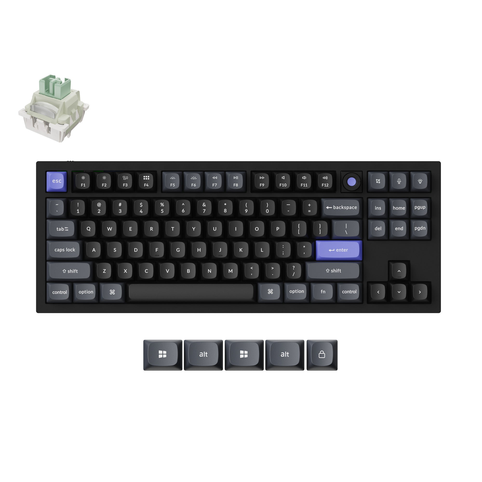 Keychron q3 he 8k magnetic switch keyboard (zwart, us lay-out (qwerty), ultra-fast lime, 80% (tkl) , rgb, hot swap, 8k)