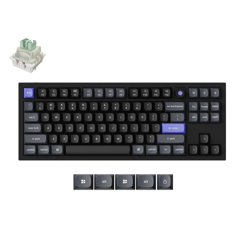 Keychron q3 he 8k magnetic switch keyboard (zwart, us lay-out (qwerty), ultra-fast lime, 80% (tkl), rgb, hot swap, 8k)