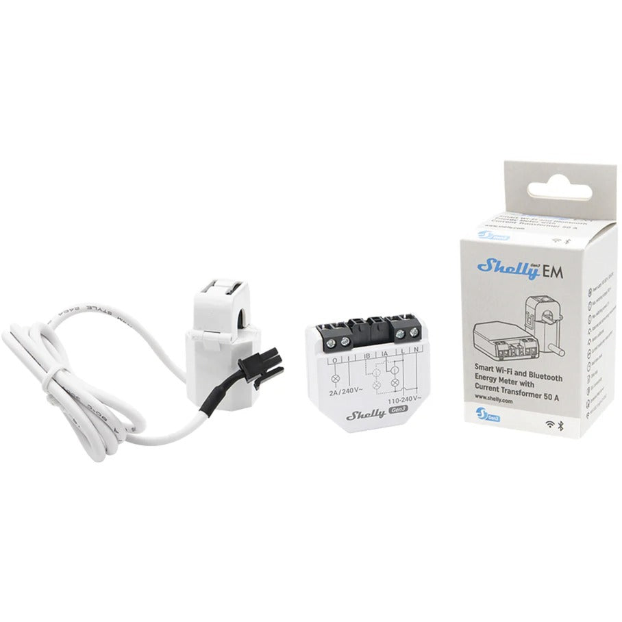 Shelly em gen3 - (1 x 50a ct included) elektriciteitsmeter bluetooth, wifi