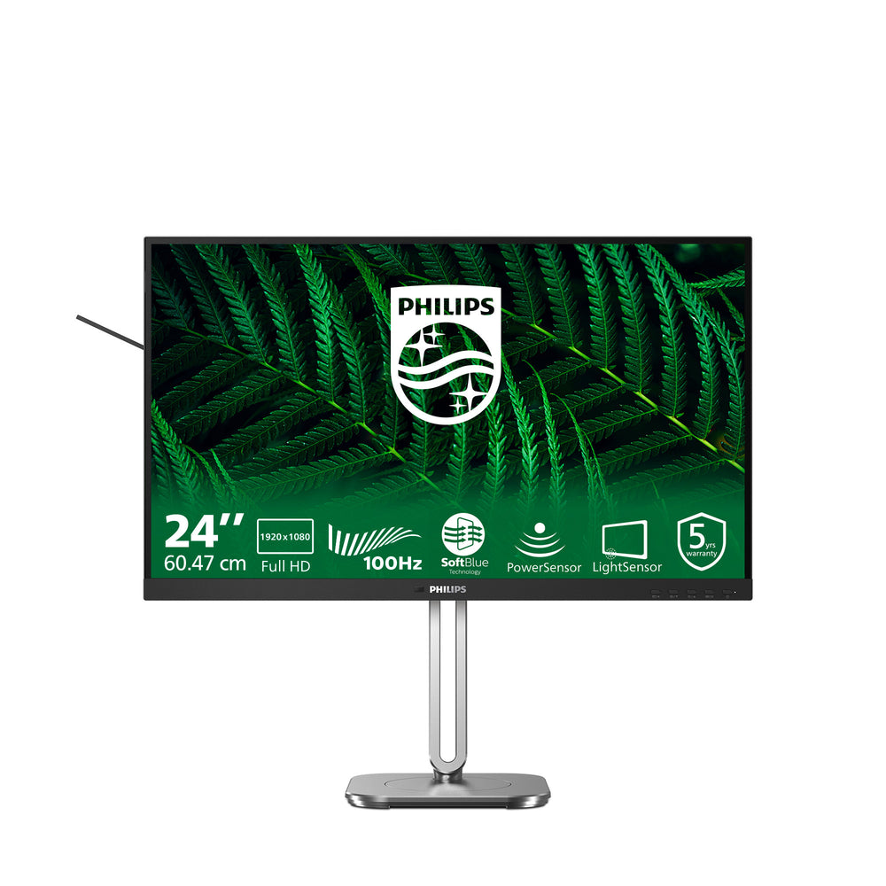 Philips 24b2g5200 23.8 monitor (zilver zwart, vga, hdmi, displayport, usb, audio, 100 hz)