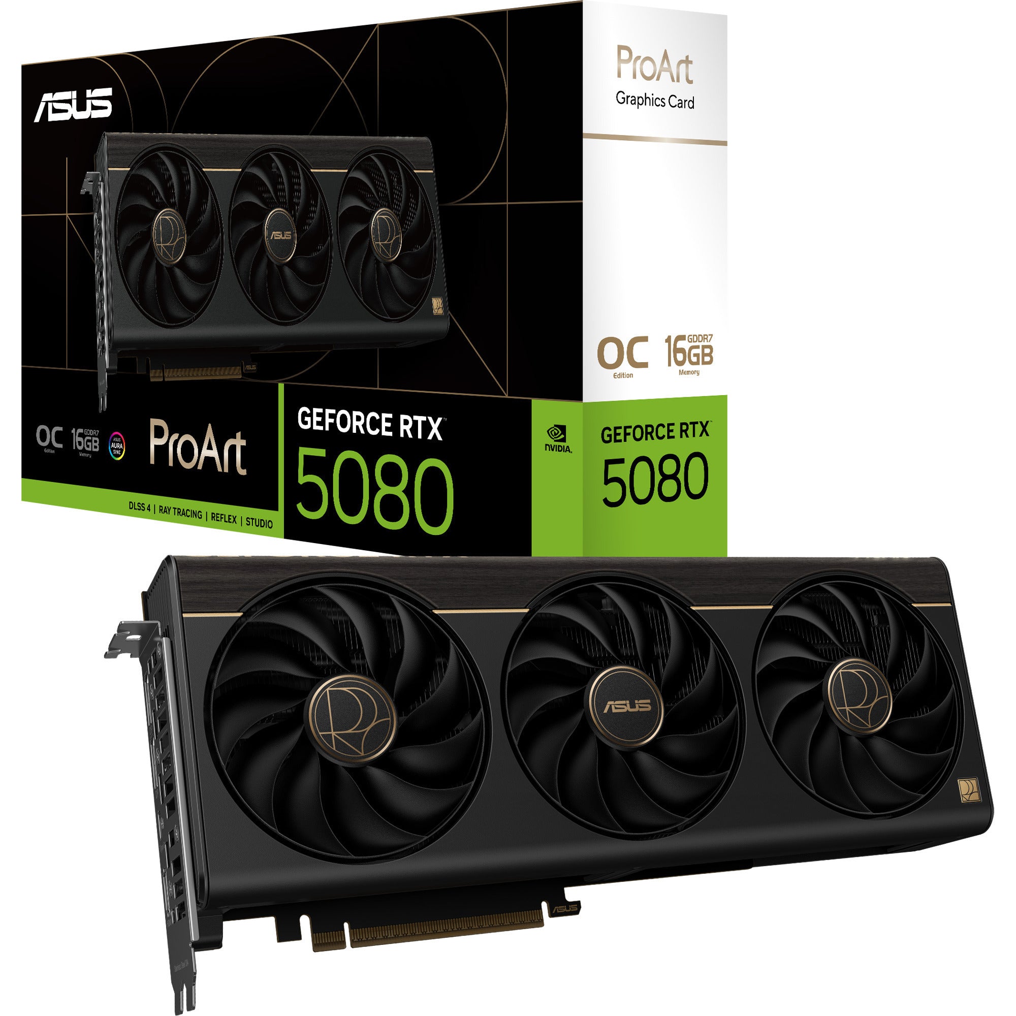 Asus proart geforce rtx 5080 oc 16g grafische kaart (2x displayport, 1x hdmi 2.1, 1x usb-c, dlss 4)