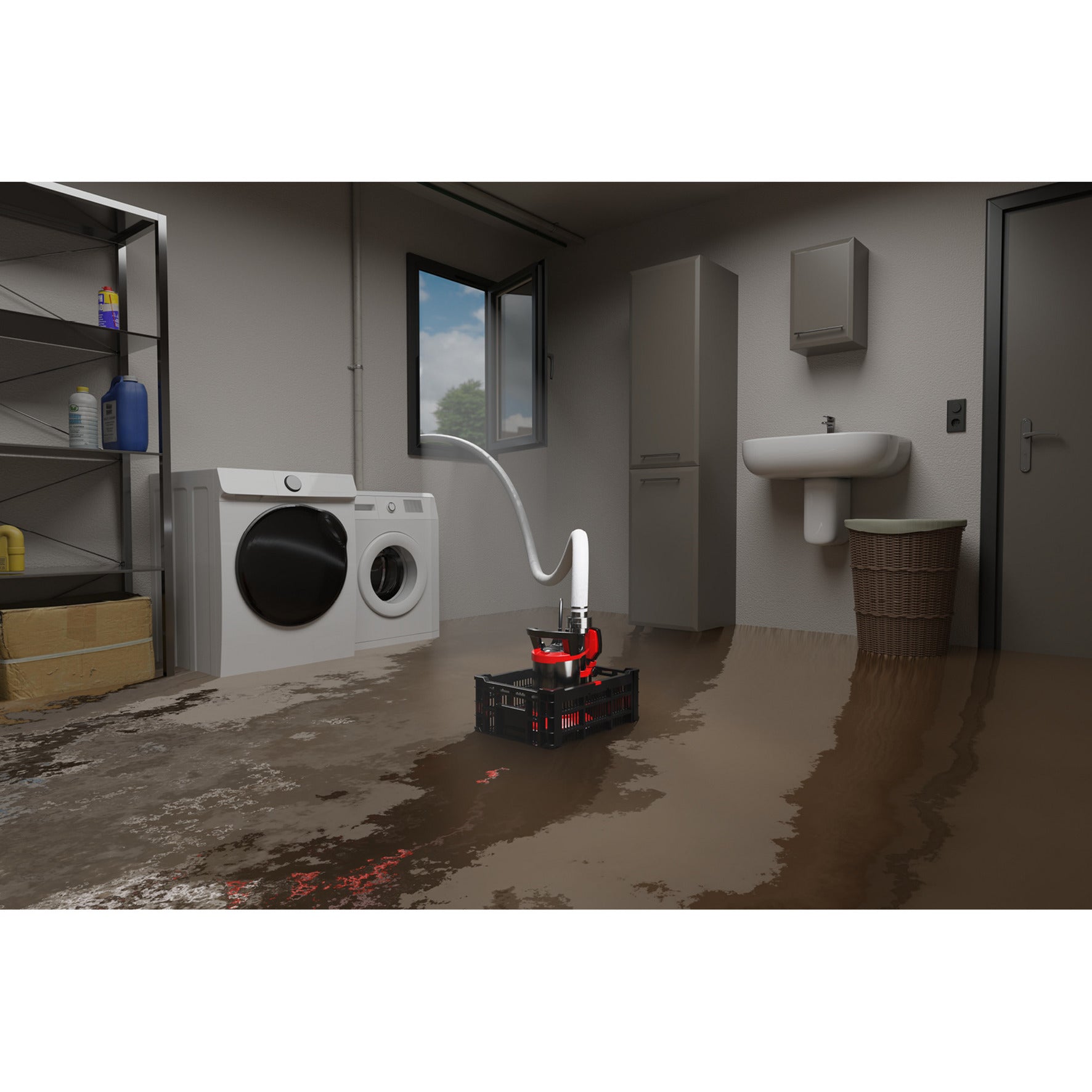 Einhell flutset ge-dp 7535 n ll eco vuilwaterpomp dompel- en drukpompen (rood zwart)